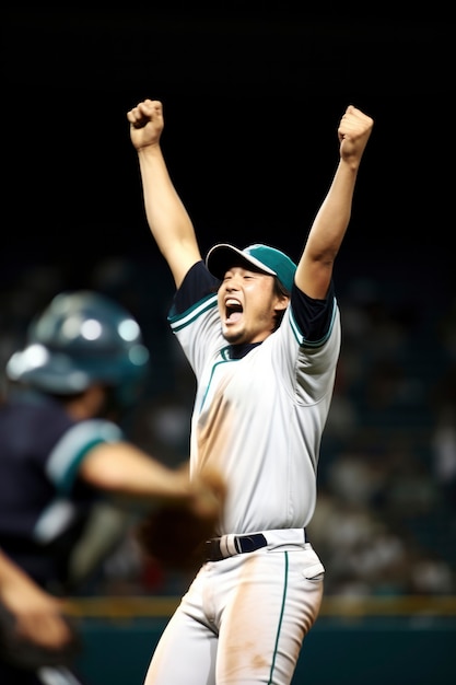 Foto gratuita vista de un jugador de béisbol masculino en el campo