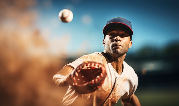 Foto gratuita vista de un jugador de béisbol masculino en el campo