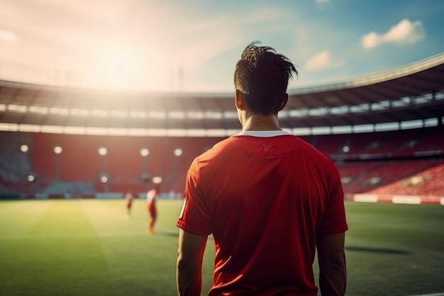 Foto gratuita vista del jugador de fútbol en el campo.