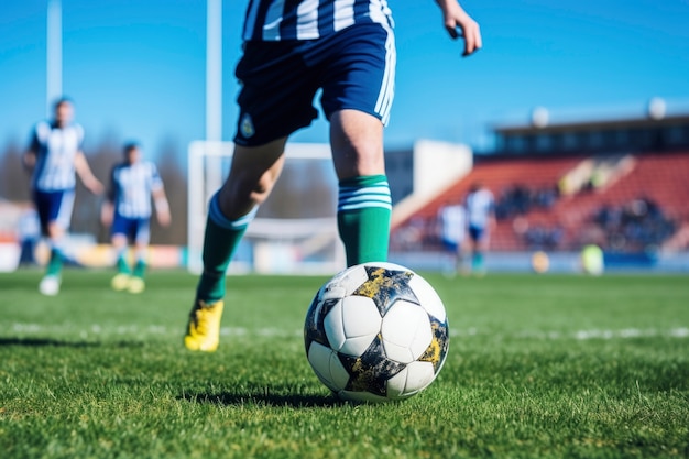 Foto gratuita vista del jugador de fútbol en el campo.