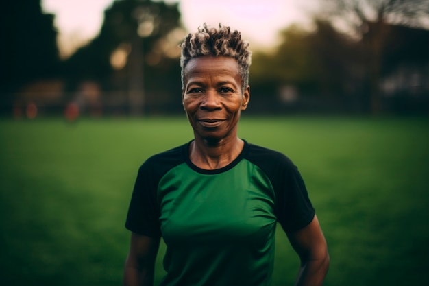 Foto gratuita vista de la jugadora de fútbol en el campo