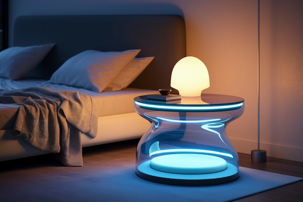 Foto gratuita vista de una lámpara de luz con un diseño futurista