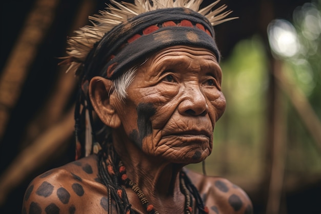 Foto gratuita vista lateral hombre anciano con fuertes rasgos étnicos