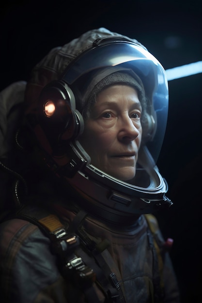 Foto gratuita vista lateral mujer astronauta vistiendo traje espacial