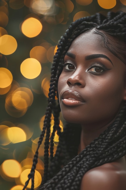 Foto gratuita vista lateral de una mujer hermosa con trenzas