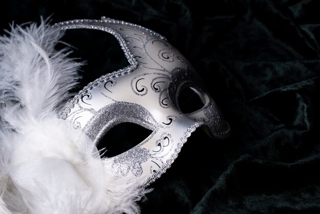 Vista lateral parcial de una máscara de carnaval