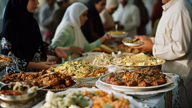 Vista lateral de personas celebrando eid al-fitr