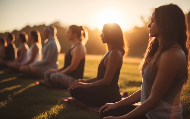 Foto gratuita vista lateral de personas haciendo yoga juntas