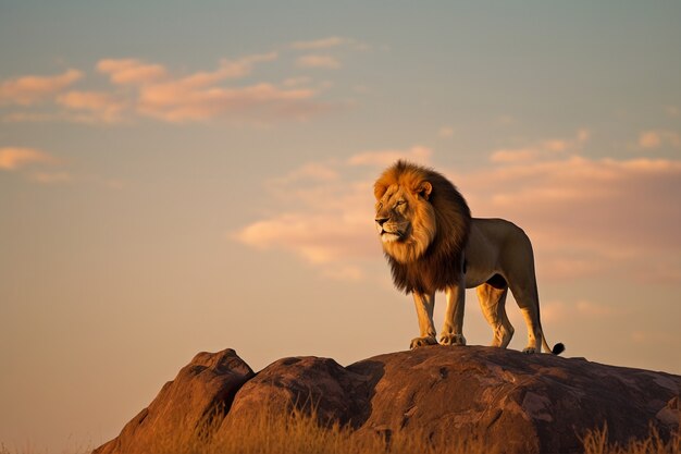 Vista del león salvaje en la naturaleza