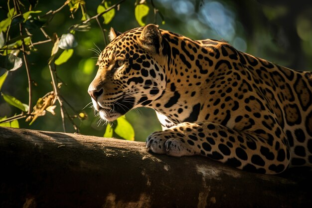 Vista de leopardo salvaje en la naturaleza