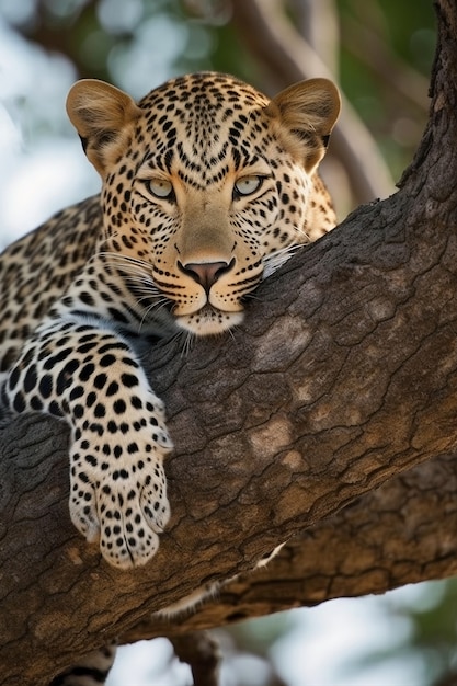 Vista de leopardo salvaje en la naturaleza