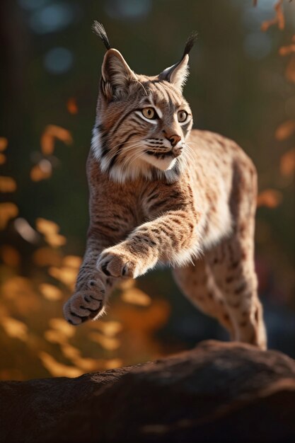 Vista del lince salvaje en la naturaleza