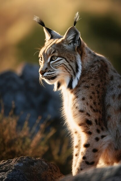 Vista del lince salvaje en la naturaleza