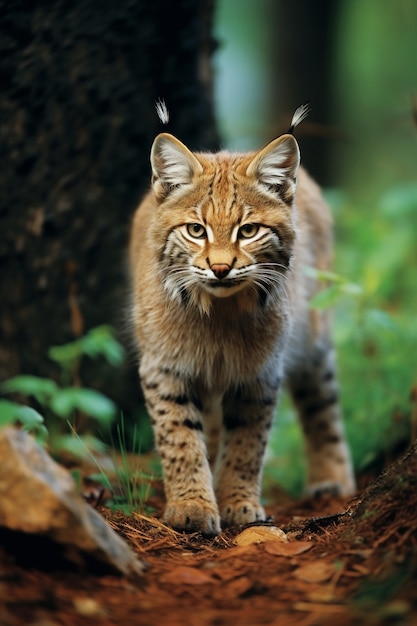 Foto gratuita vista del lince salvaje en la naturaleza