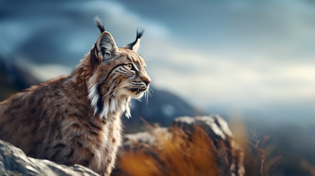 Foto gratuita vista del lince salvaje en la naturaleza