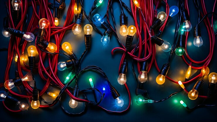 Foto gratuito vista de las luces del árbol de navidad