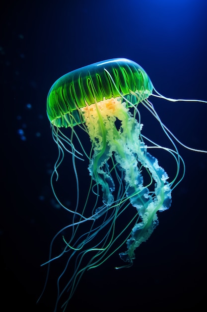 Vista de majestuosas medusas en el océano