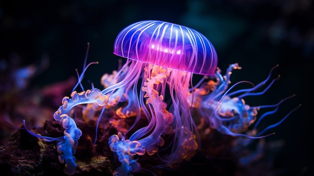 Foto gratuita vista de majestuosas medusas en el océano