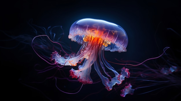 Vista de majestuosas medusas en el océano