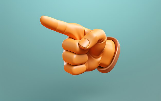 Vista de la mano 3D apuntando con el dedo índice