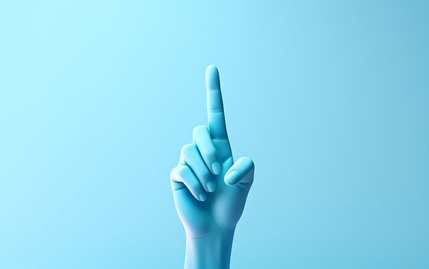 Vista de la mano 3D apuntando con el dedo índice