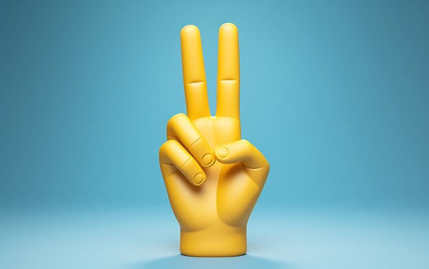 Vista de una mano en 3D que muestra un gesto de paz