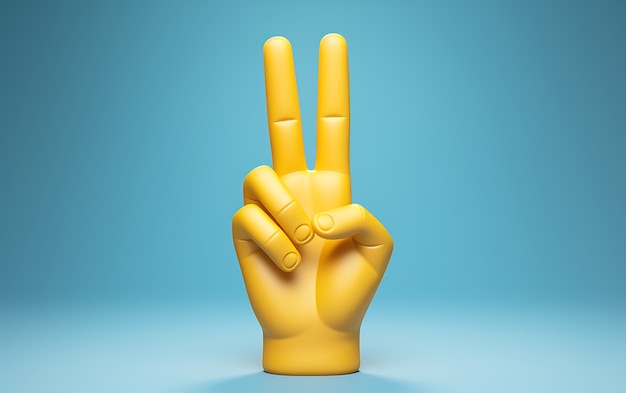 Vista de la mano en 3D que muestra el gesto de paz