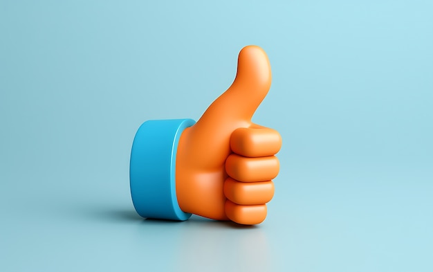 Vista de la mano 3D que muestra el gesto de los pulgares hacia arriba