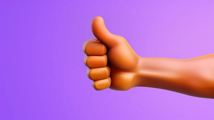 Foto gratuito vista de la mano 3d que muestra los pulgares hacia arriba