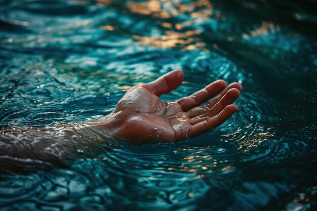 Foto gratuita vista de una mano realista tocando el agua clara que fluye