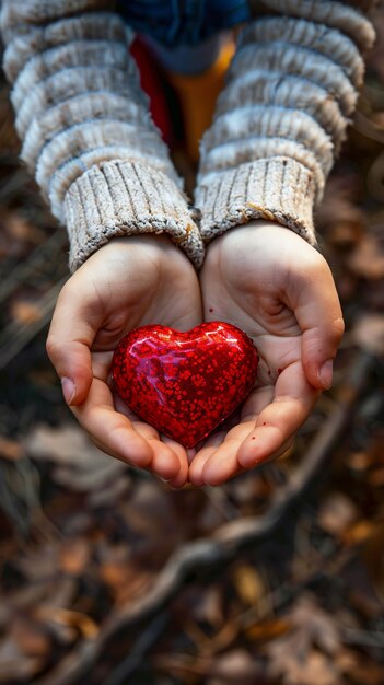 Vista de manos con forma de corazón para representar el afecto