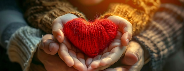 Vista de manos con forma de corazón para representar el afecto