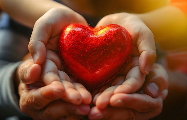 Vista de manos con forma de corazón para representar el afecto