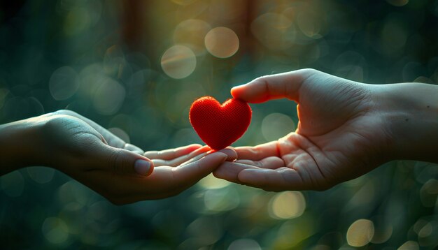 Vista de manos con forma de corazón para representar el afecto
