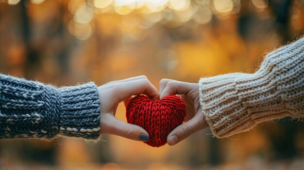 Vista de manos con forma de corazón para representar el afecto