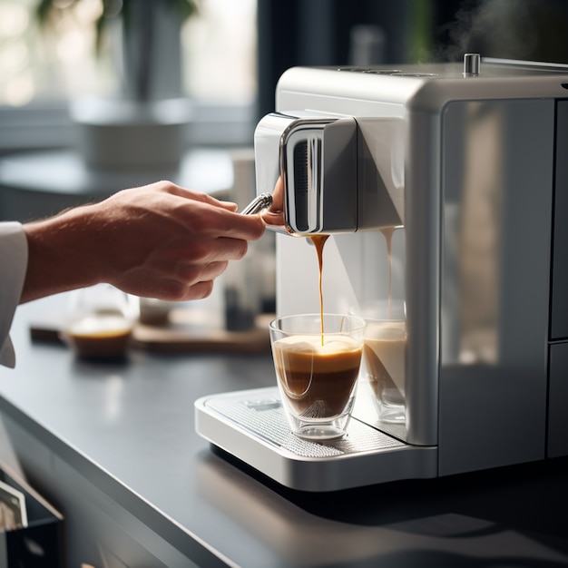 Vista de la máquina de hacer café