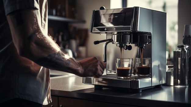 Vista de la máquina de hacer café