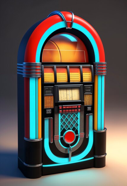 Vista de la máquina de jukebox de aspecto retro