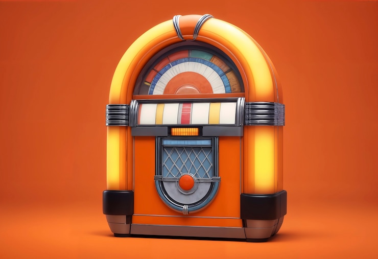 Foto gratuito vista de la máquina de jukebox de aspecto retro