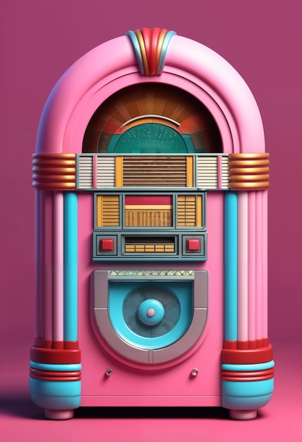 Vista de la máquina de jukebox de aspecto retro