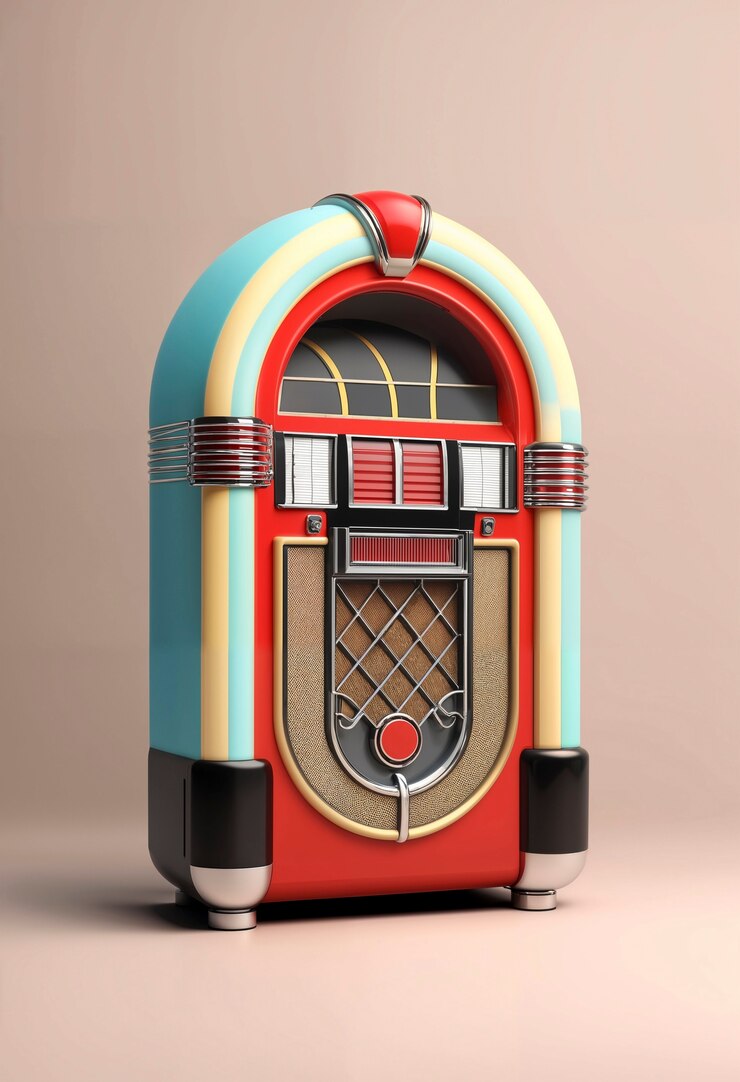 Foto gratuito vista de la máquina de música de jukebox retro