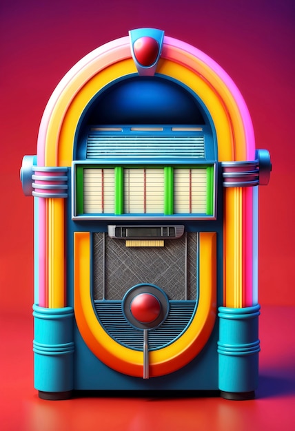 Vista de la máquina de música de jukebox retro