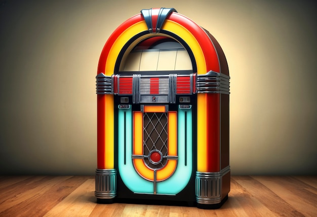 Vista de la máquina de música de jukebox retro