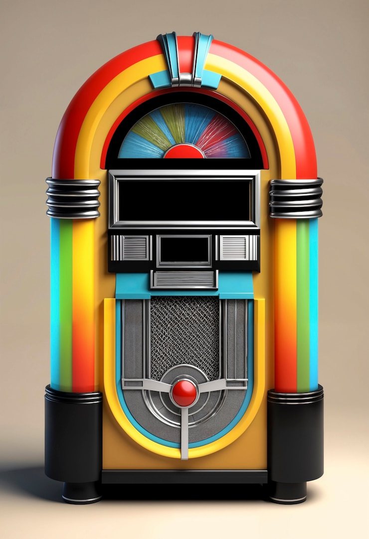 Foto gratuito vista de la máquina de música de jukebox retro