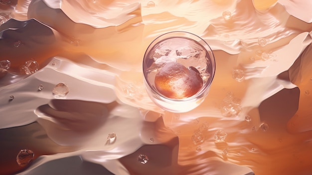 Foto gratuita vista de mezcla de cócteles en vaso con conjunto neofuturista abstracto