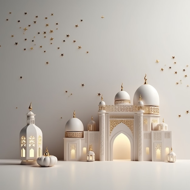 Vista de la mezquita islámica en 3D