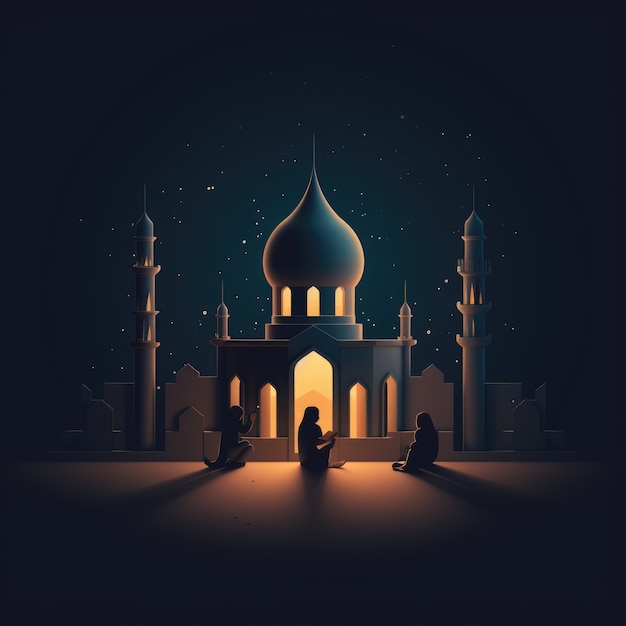 Vista de la mezquita islámica en 3D