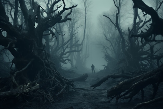 Vista del misterioso bosque de niebla