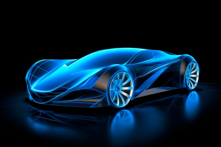 Foto gratuito vista del modelo de coche 3d