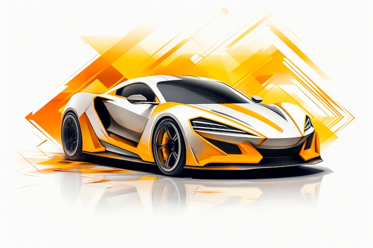Foto gratuito vista del modelo de coche en 3d